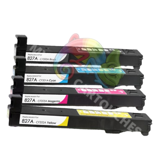 Pack De 4 Toners Laser Pour  HP 827A  (CF300A,301,302,303) Compatibles