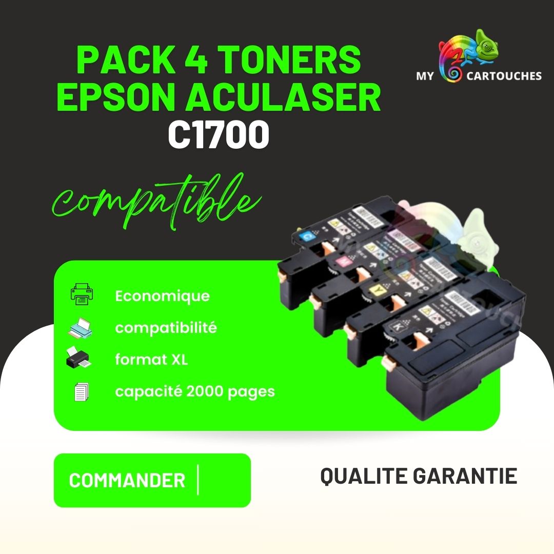Pack de 4 Toner lasers Epson Aculaser C1700 - CX17