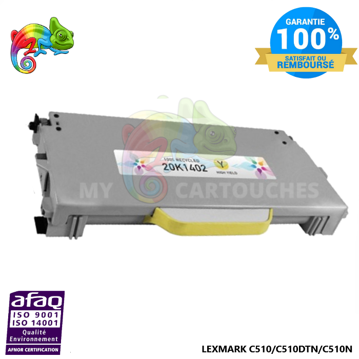 Toner laser compatible avec Lexmark C510 20K1402 Yellow