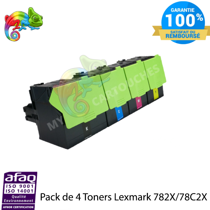 Pack de 4 Toner laser compatible avec Lexmark 78C2X B/Y/M/C