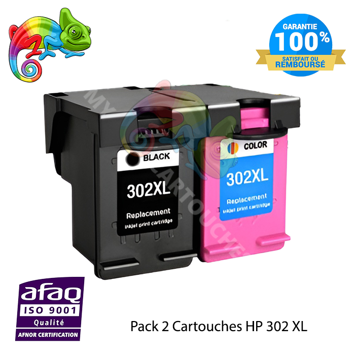 Pack de 2 cartouches HP 302 XL compatibles