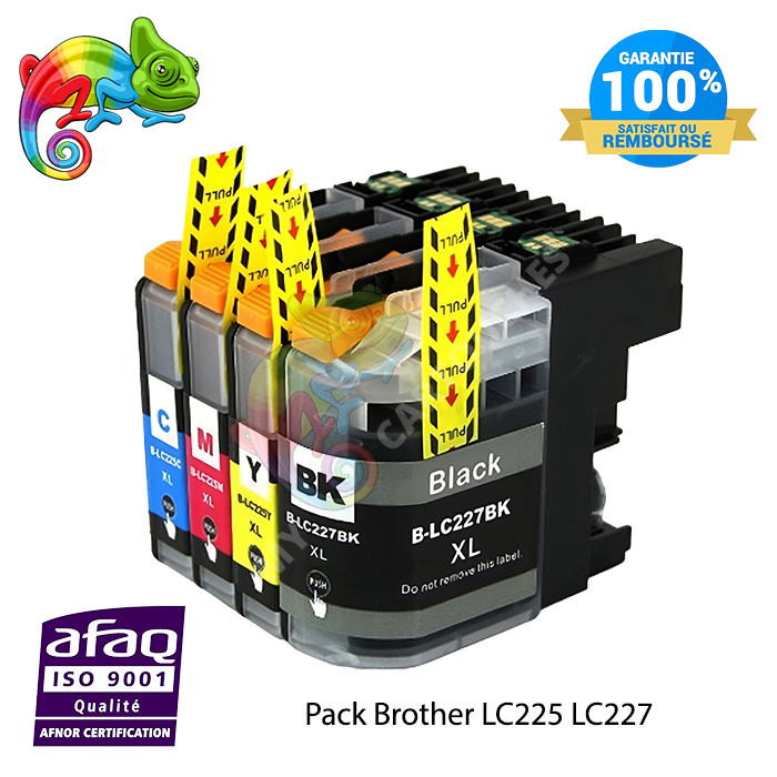 Pack de 4 Cartouche d'encre Brother LC225 LC227 (LC225XL/LC227XL) Compatible