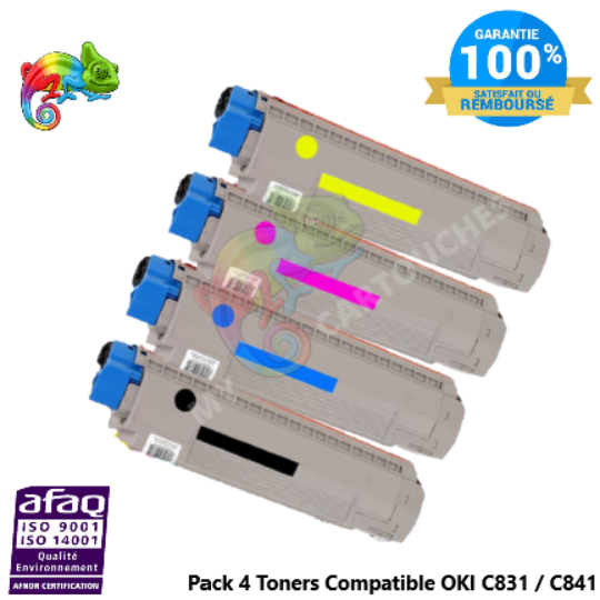pack de 4 toner compatible pour oki c831 