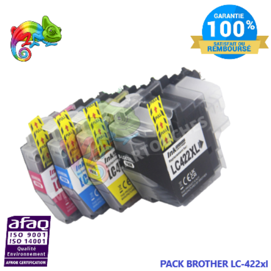 Pack de 4 Cartouches d'encre Pour Brother LC-422 XL Compatible
