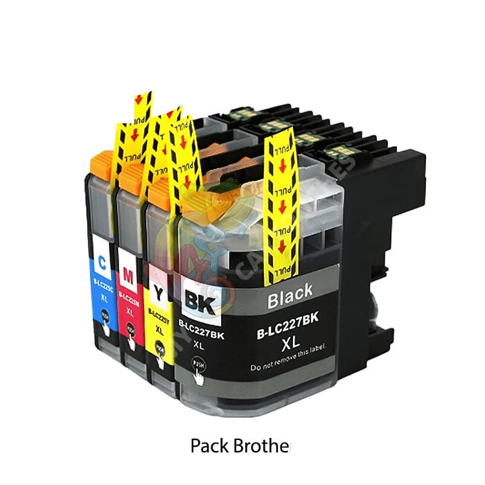 mycartouches ads Jet d'encre B/Y/C/M / 1200 pages Couleur / LC225XL Brother 225 XL - Pack 4 Cartouche d'encre Brother LC225 LC227 Compatible