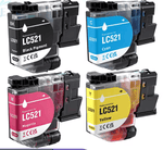 MyCartouches 🇫🇷 Brother 521 - Pack x 4 jet d'encre équivalent à LC521VAL - Black Cyan Magenta Yellow