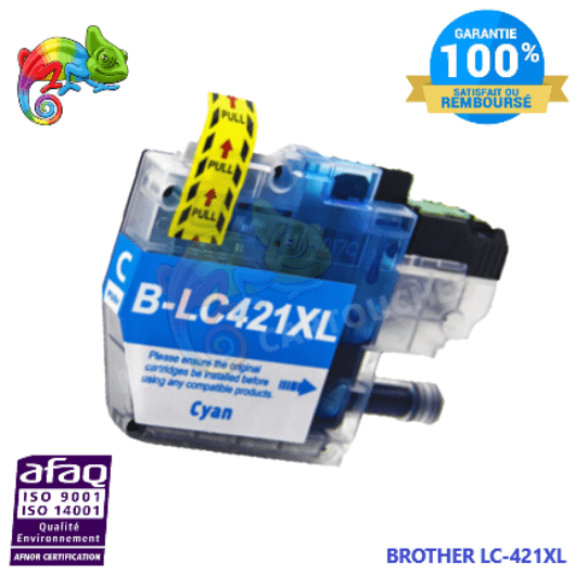 MyCartouches Jet d'encre Cyan / 7.5 ML  / 500 Pages / LC421XLC Cartouche d'encre Pour Brother LC-421 XL Cyan  LC-421 Brother Compatible