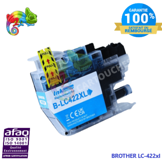MyCartouches Jet d'encre Cyan / 19 ML / 1500 Pages / LC422XLC Cartouche d'encre Pour Brother LC-422 XL Cyan LC-422 Brother Compatible