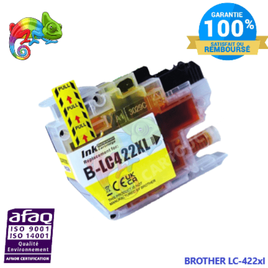 mycartouches Jet d'encre Yellow / 19 ML / 1500 Pages / LC422XLY Cartouche d'encre Pour Brother LC-422 XL Yellow  LC-422 Brother Compatible
