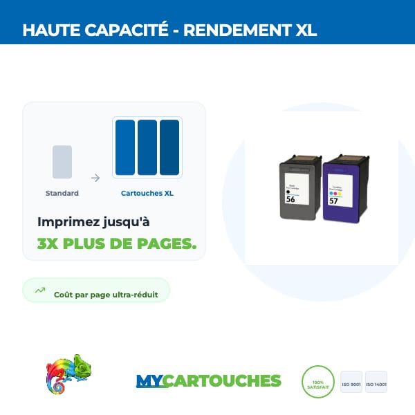 mycartouches ads Pack Black Cartouches D'encre HP 56/57 Pack de 2 Cartouches HP Compatible
