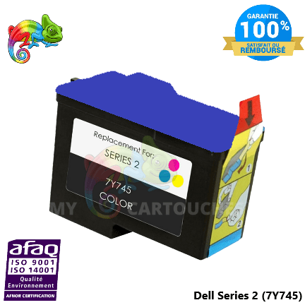 mycartouches Jet d'encre C/M/Y / 7Y745 Cartouches d'encre pour DELL Séries 2 Noir (7Y745) Compatible