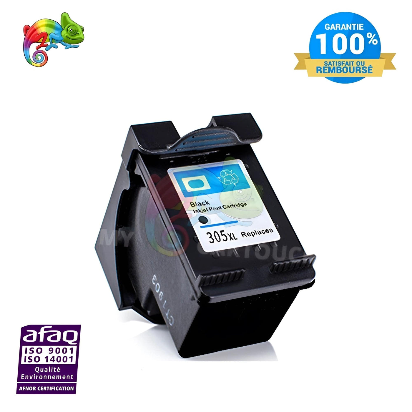 mycartouches ads Jet d'encre black / 687 pages 20ml / h305xl Compatible HP 305 XL - Noir - Niveau d'encre