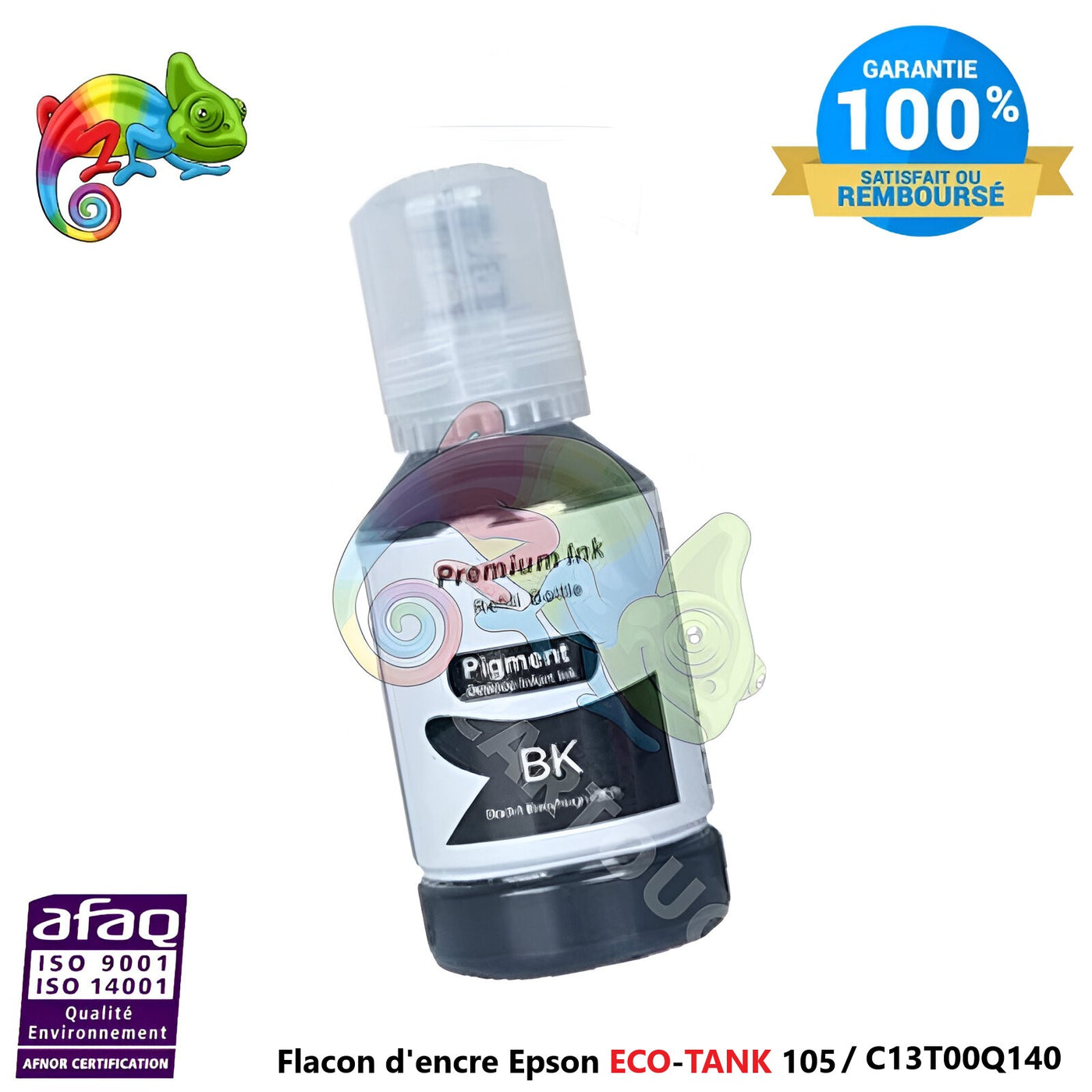 Flacon d'encre Epson ECO-TANK 105  Noir pigmentée (C13T00Q140) Compatible