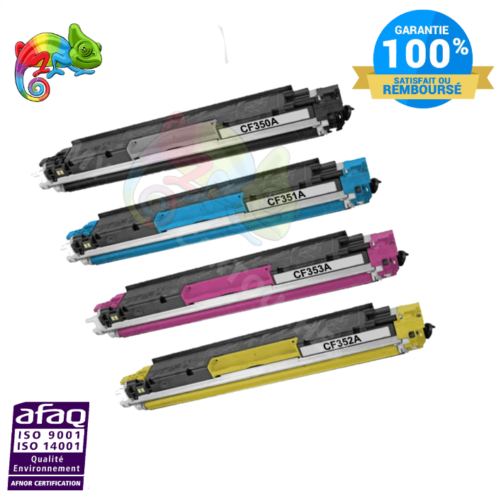 mycartouches Pack B/C/M/Y HP 130A- Pack De 4 Toners HP CF350A/51A/52A/53A Compatibles - Black Yellow cyan Magenta
