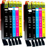 MyCartouches Pack B/C/M/Y Pack 10 Cartouches Canon PGI-580 XXL Noir Cyan Magenta Jaune — Pixma TR7550, TS6150