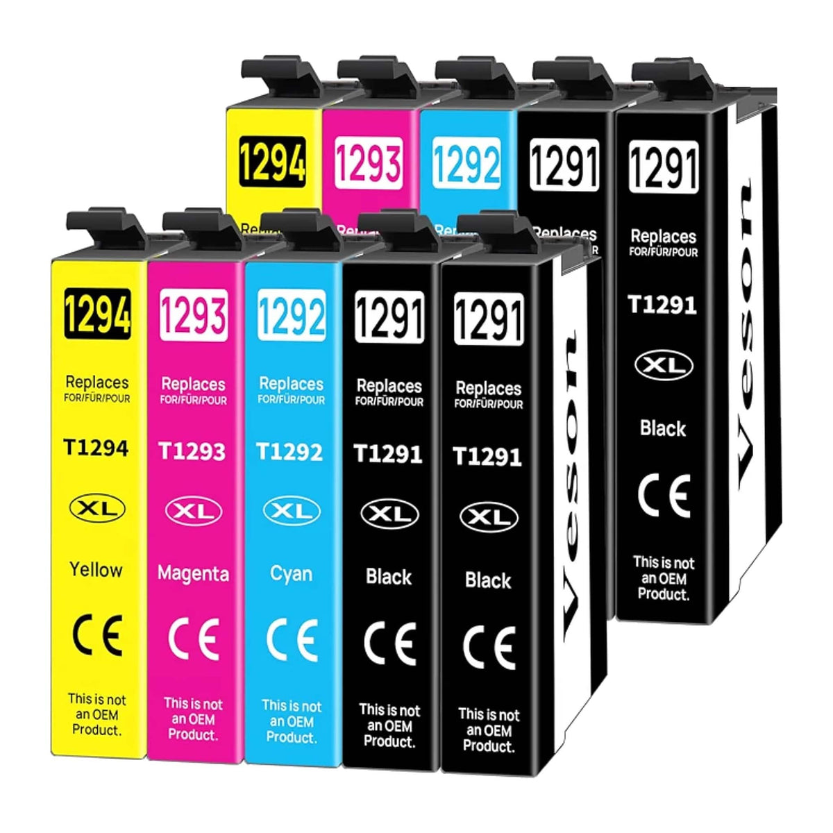 mycartouches Pack B/C/M/Y Pack 10 Cartouches Epson T1295 Noir Cyan Magenta Jaune — Stylus SX525WD, WorkForce WF-7015