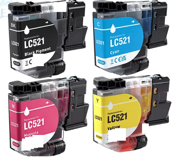 MyCartouches 🇫🇷 Jet d'encre Pack 4 Cartouches Brother LC521: DCP-J1260W, J1360DW