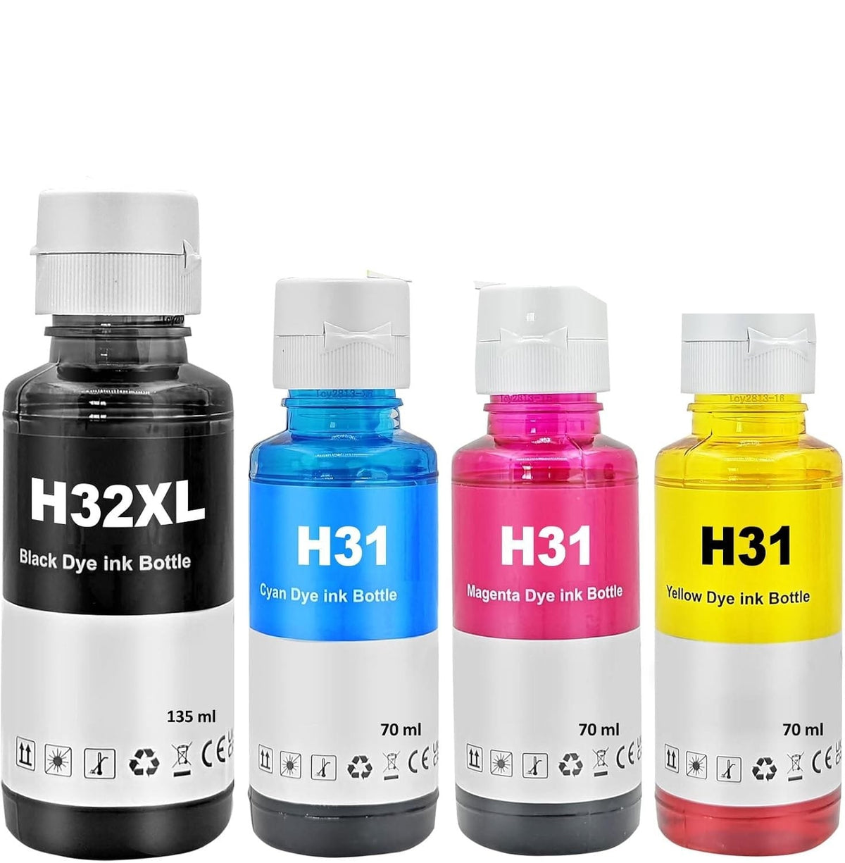 mycartouches Pack B/C/M/Y Pack 4 flacons d'encre HP 30/31/32 compatibles noir, cyan, magenta, jaune — Smart Tank 550, 570, 315