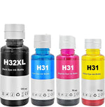 mycartouches Pack B/C/M/Y Pack 4 flacons d'encre HP 30/31/32 compatibles noir, cyan, magenta, jaune — Smart Tank 550, 570, 315