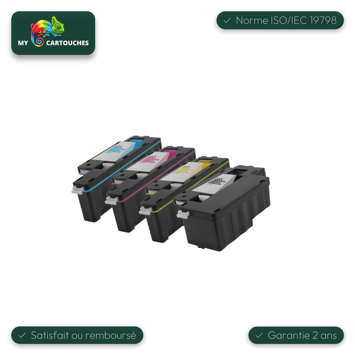 mycartouches Pack B/C/M/Y Pack 4 toners Dell 1250 compatibles noir, cyan, magenta, jaune — Dell 1250c, Dell 1355cn