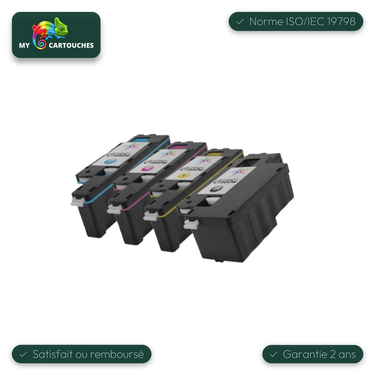mycartouches Pack B/C/M/Y Pack 4 toners Dell 1660 compatibles noir, cyan, magenta, jaune — Dell C 1660 W