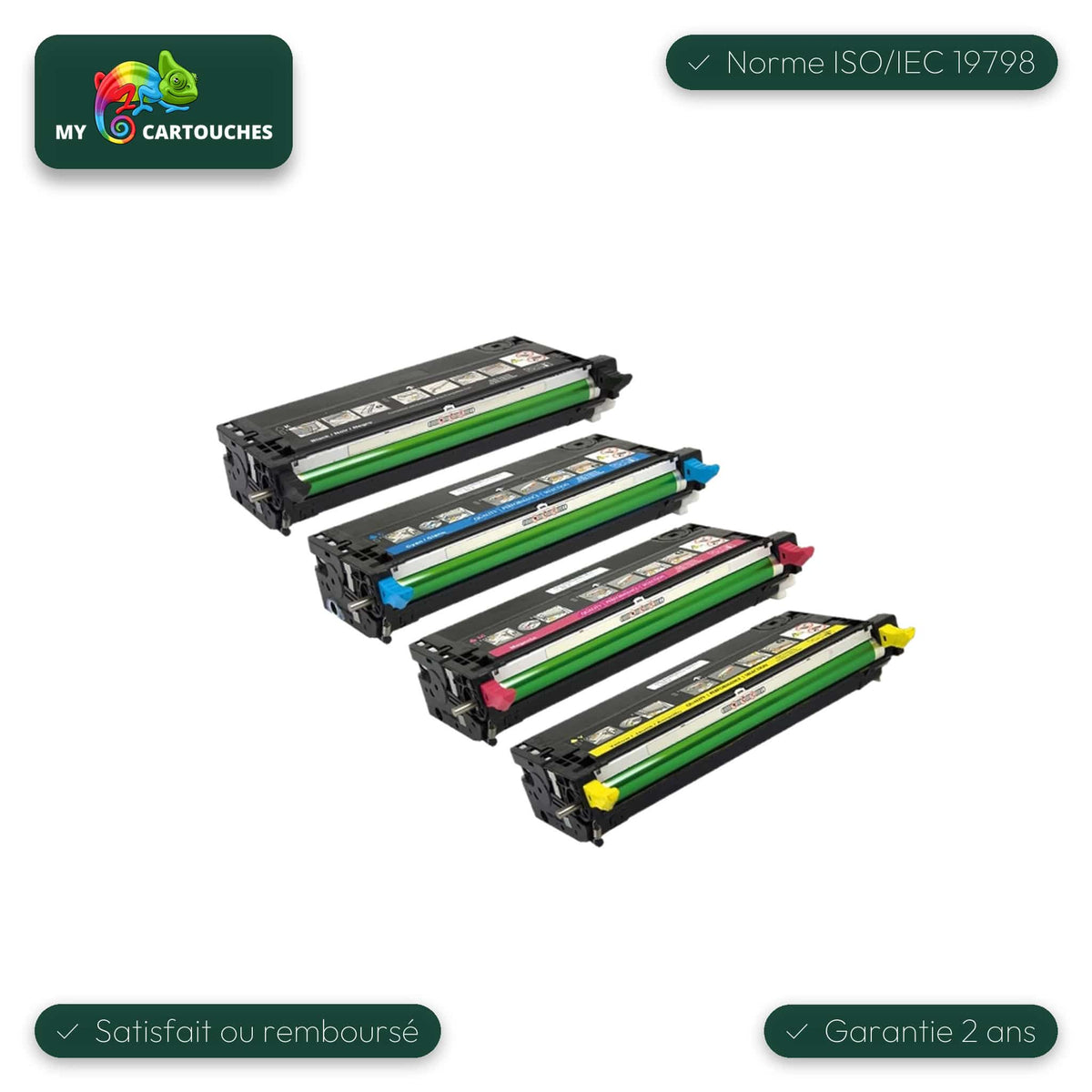 mycartouches Pack B/C/M/Y Pack 4 toners Dell 3110 compatibles noir, cyan, magenta, jaune — Dell 3110 cn, Dell 3115 cn