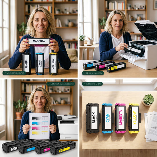 mycartouches ads Toner/Laser B/C/M/Y / Black:2800 Pages/Couleur:2 300 Pages / CF400X Pack 4 Toners HP 201X Noir Cyan Magenta Jaune — Color LaserJet Pro M252dw, MFP M277dw