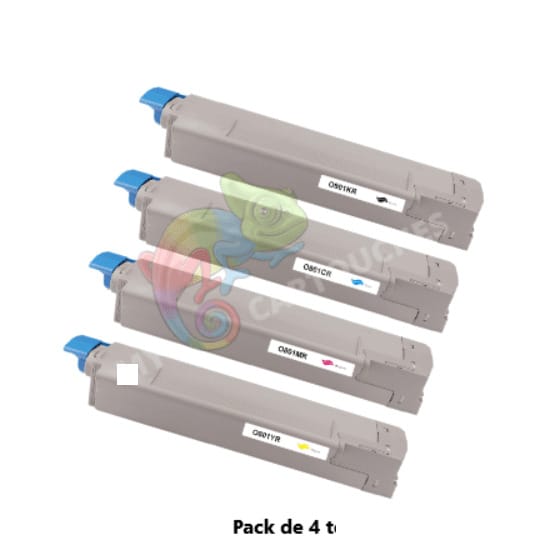 mycartouches Toner/Laser B.C.M.Y / OKI C 801 Pack 4 Toners OKI C801/C821: C801 DN, C821 DN
