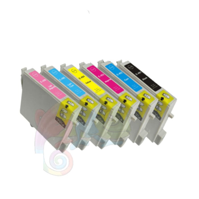 mycartouches Jet d'encre B.C.M.Y / 450 PAGES / C13T04814010 Pack 6 Cartouches Epson T0487 (Hippocampe) — Stylus Photo R200, R300, RX500, RX600