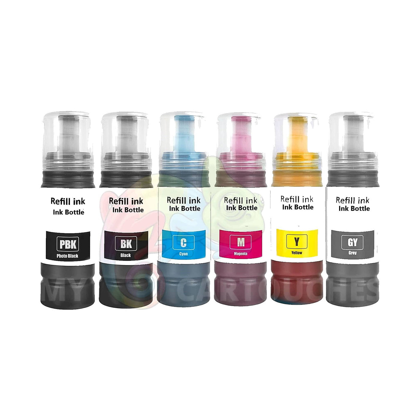 mycartouches eco-tank Pack 6 Flacons Epson EcoTank 114 Noir Photo Noir Cyan Magenta Jaune Gris — ET-8500, ET-8550