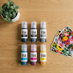 mycartouches eco-tank Pack 6 Flacons Epson EcoTank 114 Noir Photo Noir Cyan Magenta Jaune Gris — ET-8500, ET-8550