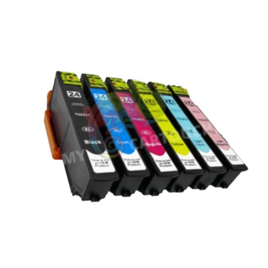 mycartouches Jet d'encre B.C.M.Y.LC.LM / Epson 24XL Pack Cartouches Epson 24 XL (Éléphant) 6 Couleurs — Expression Photo XP-750, XP-950
