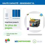 mycartouches Pack B/C/M/Y / black :3500pages / couleur : 1500pages / B8B22UB/CL /  LC22U Pack de 4 Cartouches BROTHER LC-22UB/CL Compatibles