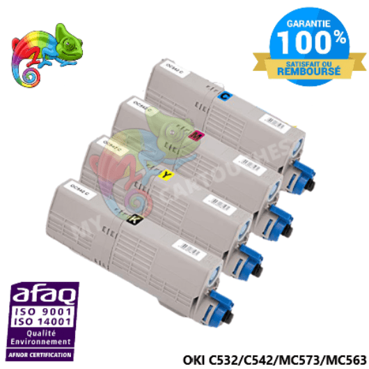 mycartouches Toner/Laser B.C.M.Y / OKI C 532 / C 542 / C 563 / MC 573 Pack de 4 Toners Laser Compatible Pour  OKI C 532 / C 542 / C 563 / MC 573