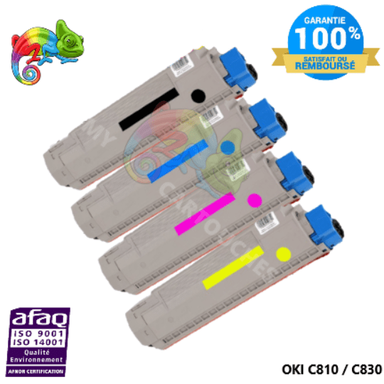 mycartouches Toner/Laser B.C.M.Y / OKI C 810 / C 830 Pack de 4 Toners Laser Compatible Pour  OKI C 810 / C 830