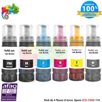 mycartouches eco-tank BK.PBK.C.M.Y.GY / 70 ML / T114 Pack de 6  Flacon d'encre Epson ECO-TANK 114 Compatible