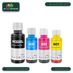 mycartouches Pack B/C/M/Y Pack 4 flacons d'encre HP 30/31/32 compatibles noir, cyan, magenta, jaune — Smart Tank 550, 570, 315