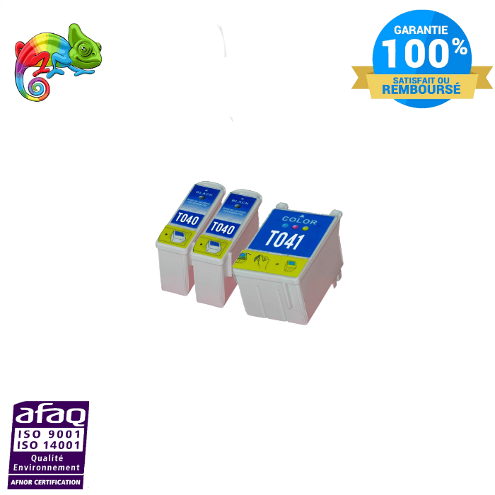 My Cartouches Jet d'encre Pack 3 (Noir/Tricolor) / Pack / PACK-COMP-T0401-3C Pack x 3 Jet d'encre Équivalent Epson T0401/T0410 - Black/Tricolor