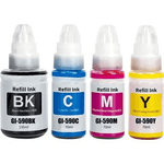 mycartouches Pack B/C/M/Y Pack 4 flacons d'encre Canon GI-590 compatibles noir, cyan, magenta, jaune — PIXMA G1500, G3500