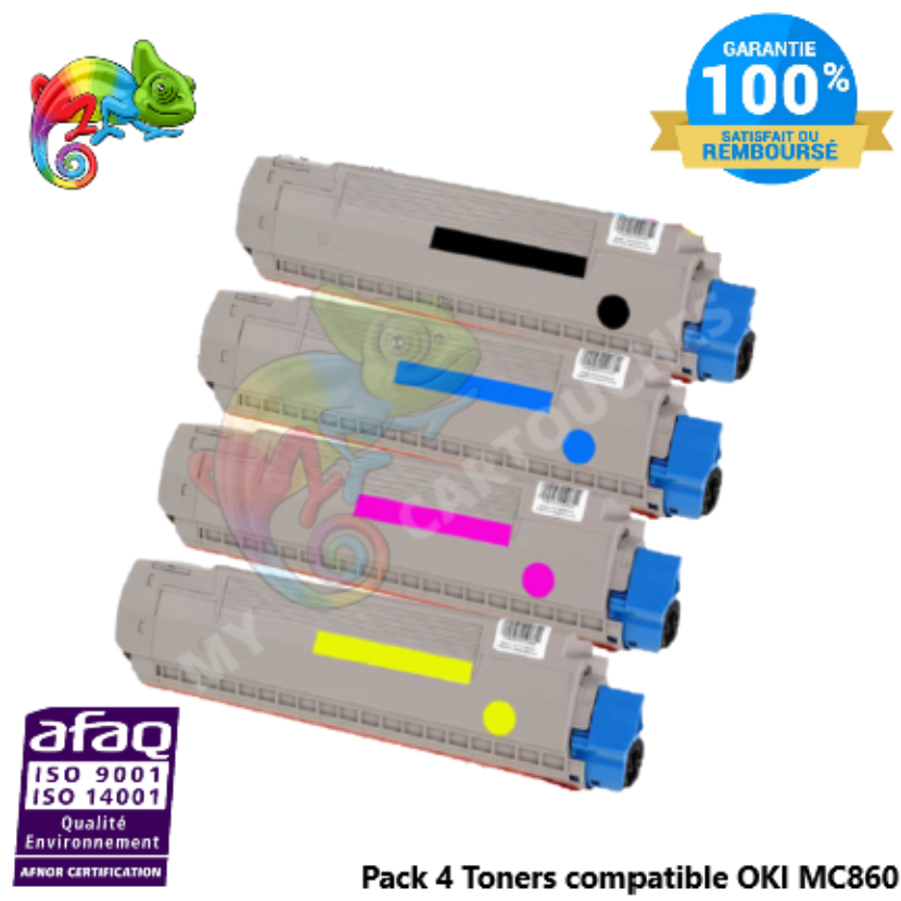 Pack de 4 Toners Laser Compatible Pour OKI MC 860