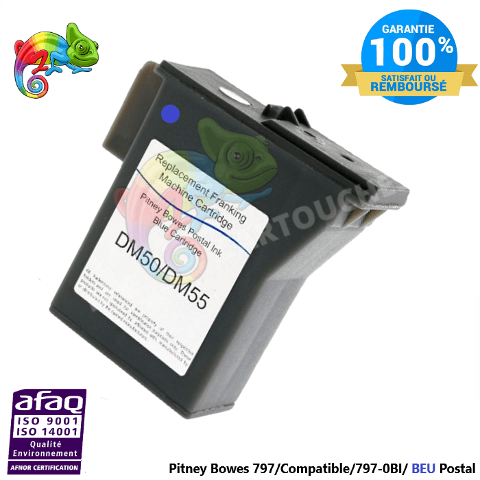 MyCartouches machine à affranchir Bleu / 20ml / 797-0BI Pitney Bowes 797 - Compatible- 797-0BI - Bleu Postal- DM55-DM50