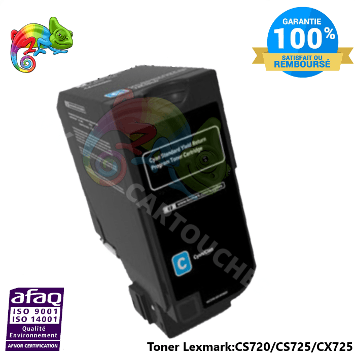 MyCartouches 🇫🇷 Toner/Laser Cyan / 7 000 Pages / 74C2SC0 Toner Cyan Laser Compatible pour Lexmark CS720 / CS725 / CX725 ( 74C2SC0 )
