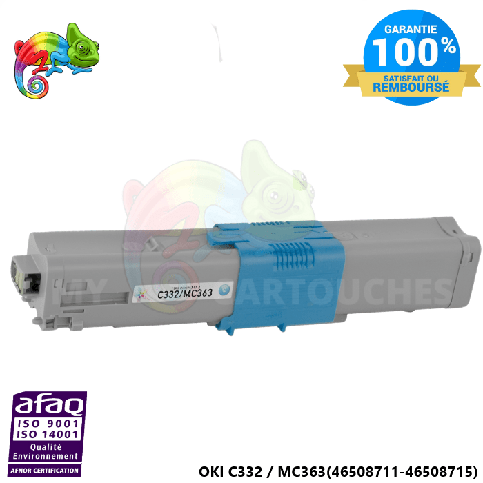 mycartouches Toner/Laser Toner Laser Cyan Compatible  Pour OKI C332-MC363 (46508711-46508715)