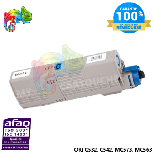 mycartouches Toner/Laser Toner Laser Cyan Compatible  Pour OKI C532 / C542 / C563 / MC573 ( 46490607 )