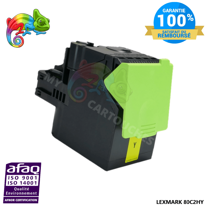 MyCartouches Toner/Laser yellow / 3 000 Pages / 802HY/ 80C2HY Toner Yellow Lexmark pour CX410 / CX510 compatible 80C2HY0 / 80C2HYE / 802HY