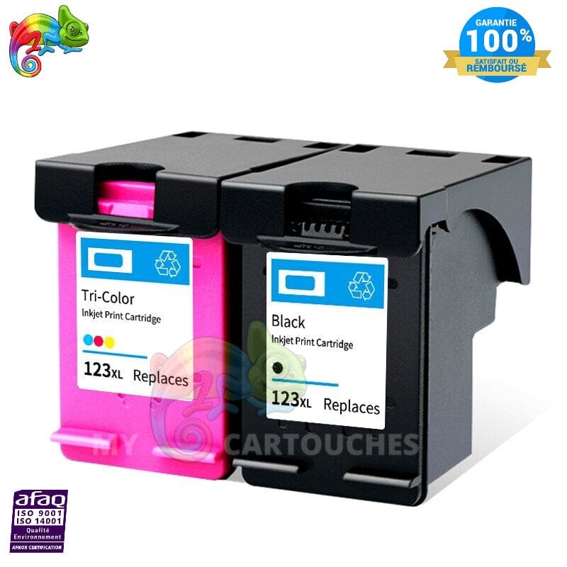 mycartouches Jet d'encre Cartouche D'encre HP 123 XL Pack de 2 Cartouches HP 123  Compatibles
