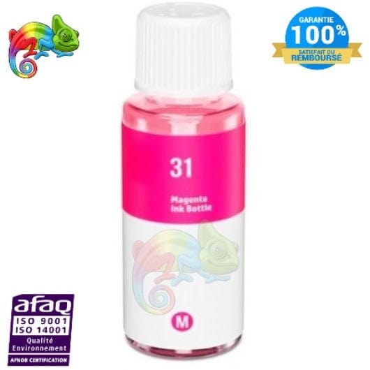 mycartouches ads eco-tank Magenta / 70 ML / H32/31/30 / 1VU27AE Flacon d'encre HP 30 / 31 / 32 Magenta Flacon d'encre HP Compatible