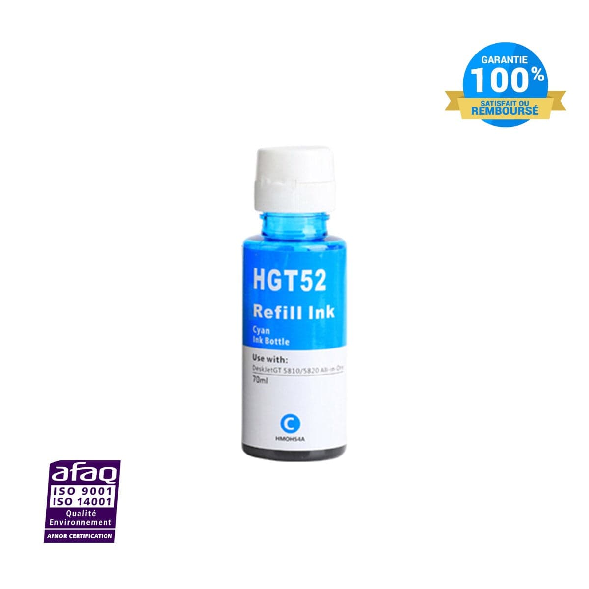 mycartouches ads eco-tank Cyan / 60 ML / H51/52/53/ Flacon d'encre HP 51 / 52 / 53 Cyan Flacon d'encre HP Compatible