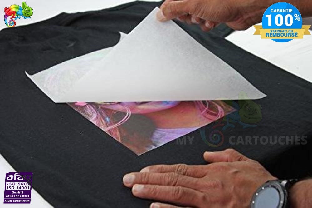 Papier Photo A4 Papier photographique PAPIER PHOTO A4  TRANSFERT TEXTILE NOIR POUR IMPRMANTE JET D'ENCRE 3 FEUILLES