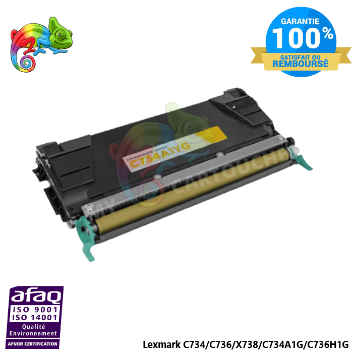 MyCartouches Toner/Laser Yellow / 6000 pages / C734A1YG Toner laser compatible avec Lexmark C734 C734A1YG Jaune